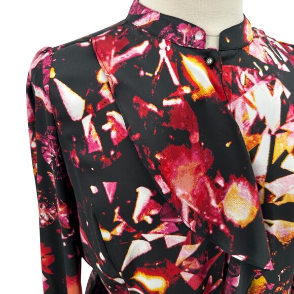 NEW Worthington Womens XL Top Abstract Diamond Multicolor Satin Blouse - Picture 2 of 8